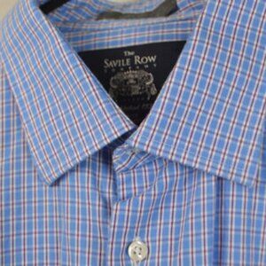 Savile Row Co. Blue Plaid Button Down Shirt 16.5